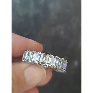 925 Sterling Silver Cubic Zirconia Eternity Band Ring, Size US 8.25, Vintage